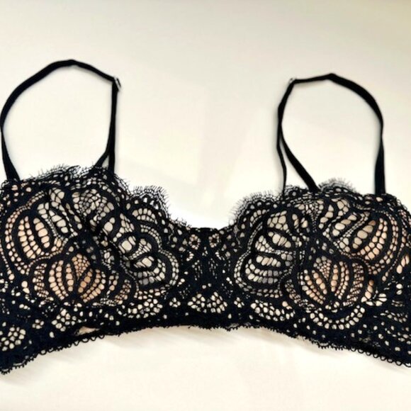 Victoria's Secret Dream Angels Beige & Black Eyelash Push Up Without Padding 34C - Picture 1 of 8